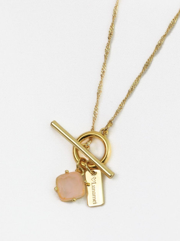 Pure Necklace in Gold with Rose Quartz NECKLACES LOVE LUNAMEI 