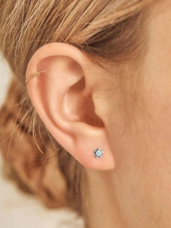 Dainty Blossom Turquoise Studs - Silver EARRINGS MIDSUMMER STAR 