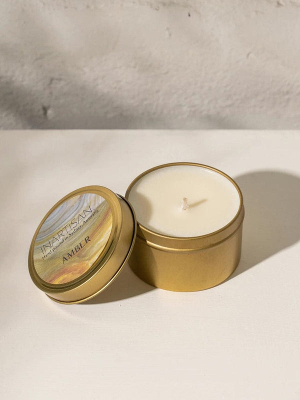 Hand Poured Soy Candle in Travel Tin - Brass - Amber CANDLES INARTISAN 