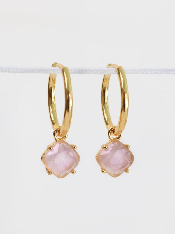 Aura Earrings in Gold with Rose Quartz EARRINGS LOVE LUNAMEI 