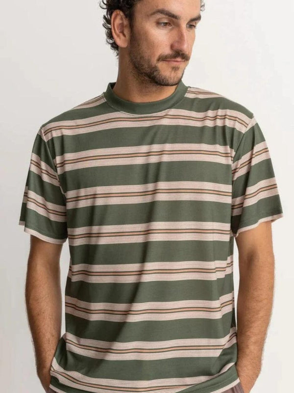 Vintage Stripe SS T-Shirt - Olive T-SHIRT RHYTHM 
