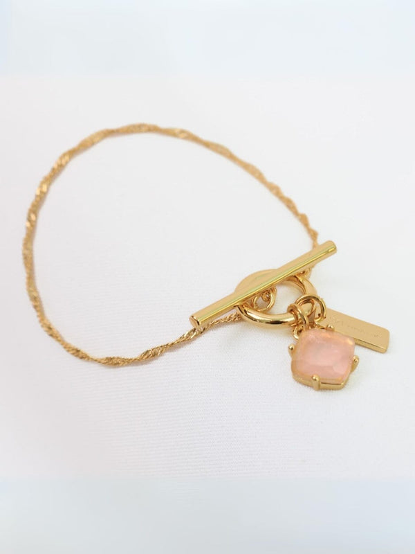 Healing Bracelet in Gold with Rose Quartz BRACELET LOVE LUNAMEI 
