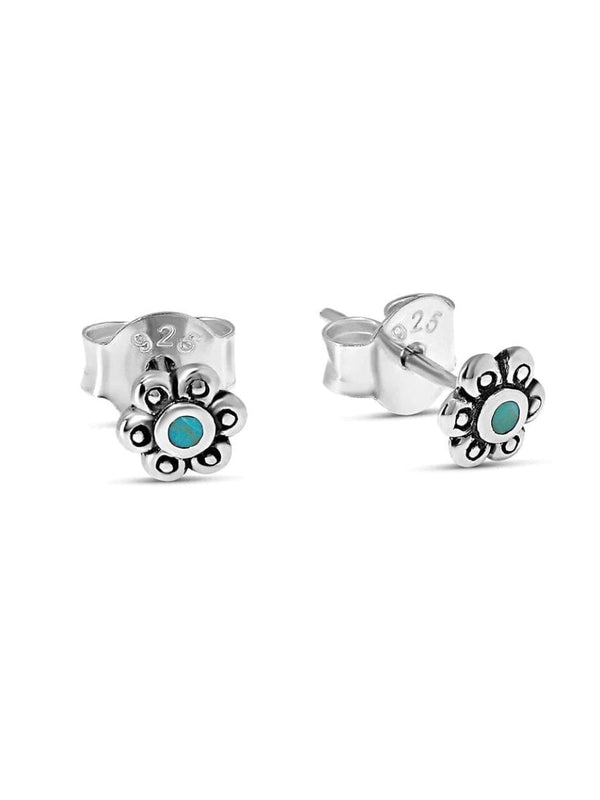 Dainty Blossom Turquoise Studs - Silver EARRINGS MIDSUMMER STAR 