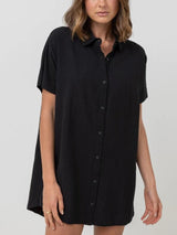 Classic Shirt Dress - Black MINI DRESS RHYTHM 