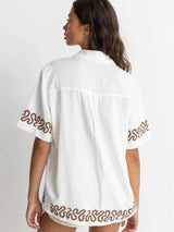 Joelene Short Sleeve Shirt - White T-SHIRT RHYTHM 