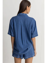Bobby Short Sleeve Shirt - Blue TOP RHYTHM 