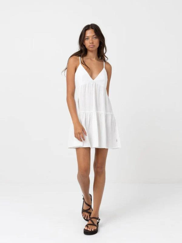 Classic Tiered Mini Dress - White DRESSES RHYTHM 