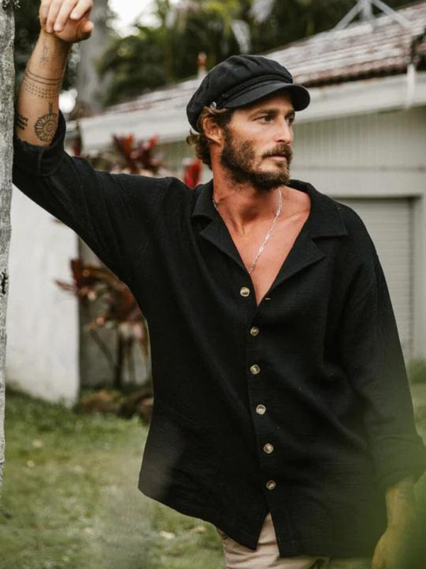 Palmer - Black Long Sleeve Shirt BUTTON UP OTTWAY 