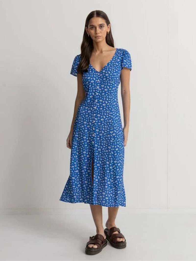 Elodie Floral Cap Sleeve Midi Dress - Blue DRESSES RHYTHM 