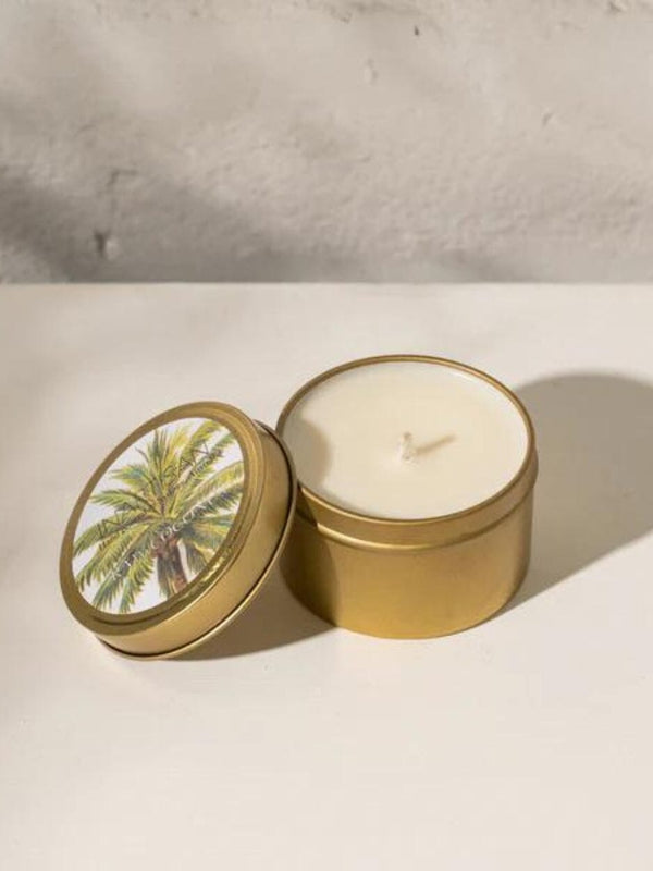 Hand Poured Soy Candle in Travel Tin Brass - Raw Coconut CANDLE INARTISAN 