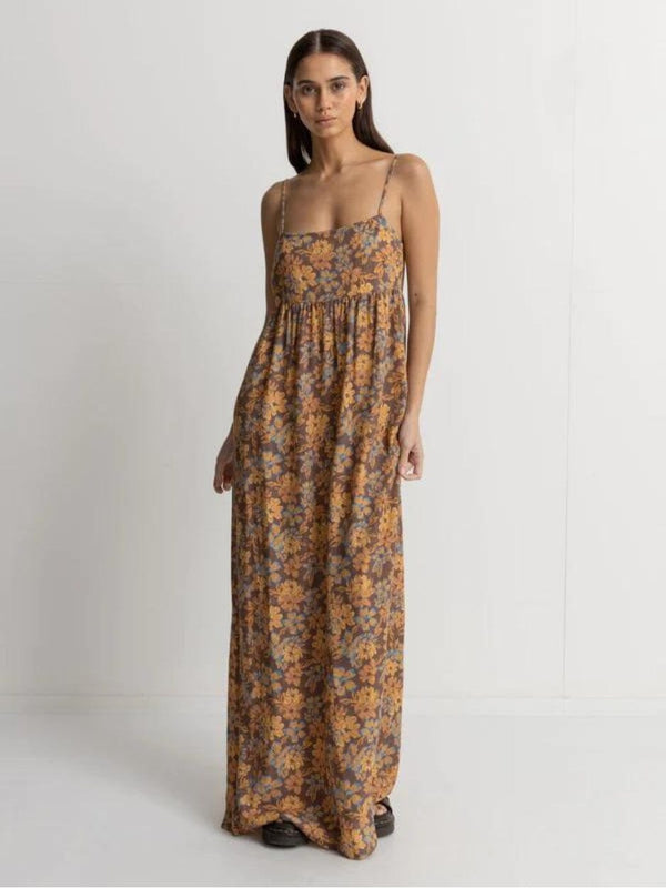 Oasis Floral Maxi Dress - Chocolate DRESSES RHYTHM 
