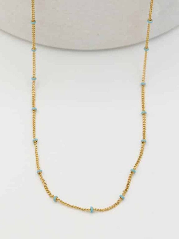 Layer Me Necklace in Gold with Paradise Blue NECKLACES LOVE LUNAMEI 