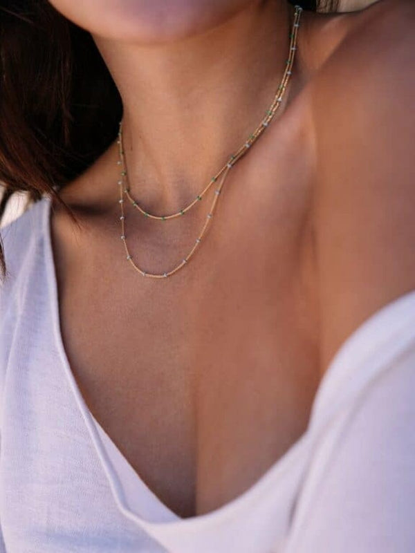 Layer Me Necklace in Gold with Deep Sea NECKLACES LOVE LUNAMEI 